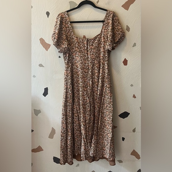 NEW ASTR the Label Lace-Up Puff Sleeve Midi Dress size L - Picture 7 of 10